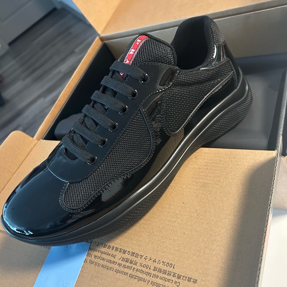 Prada Men's Glossy Black Sneakers